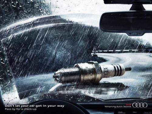 Ливанские рекламщики зовут посетить центры техобслуживания Audi: "Не позволяй своему автомобилю стоять у тебя на пути. Приезжай на техосмотр."