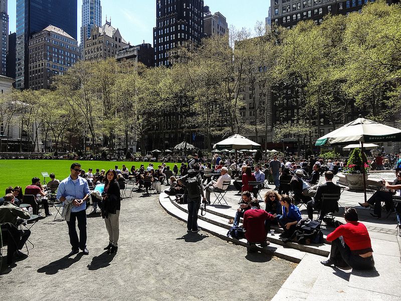 нью-йорк, жители, парк, весна, отдых