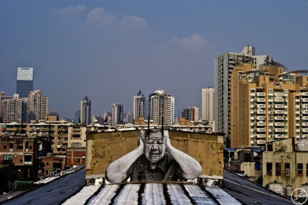 Уличное искусство – Морщины города, Шанхай.