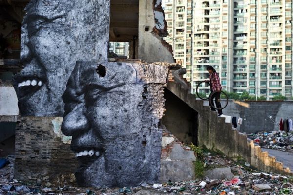 Уличное искусство – Морщины города, Шанхай.