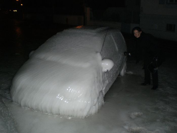 ледяной дождь, машина во льду, машина замерзла