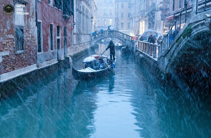 венеция, наводнение, снегопад