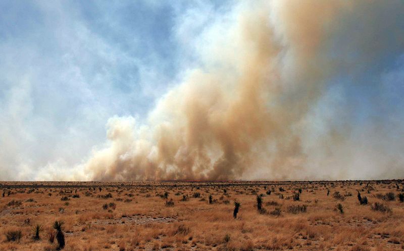 Лесной пожар между городами Марфа и Форт Дэвис 9 апреля. (AP Photo/bigbendnow.com, Alberto Tomas Halpern)