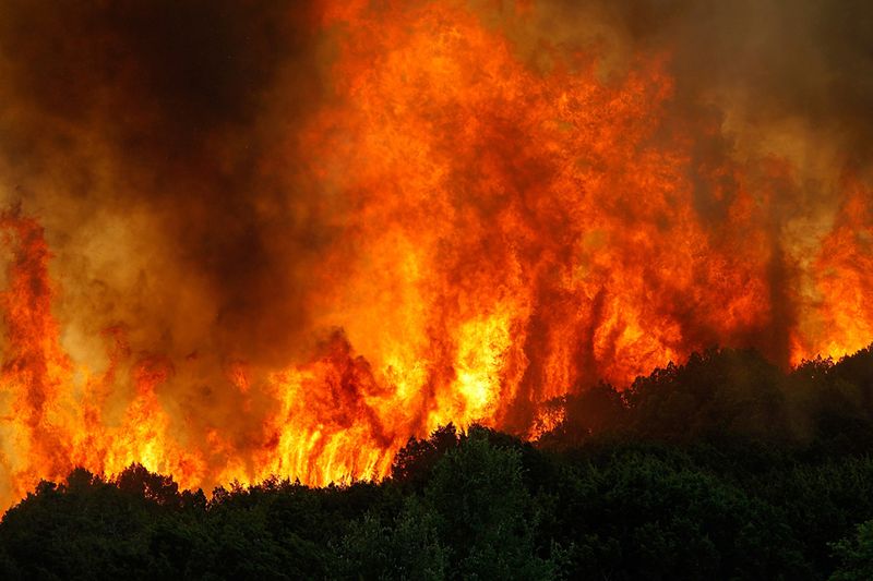 Лесной пожар в городе Строун 19 апреля. (Tom Pennington/Getty Images)