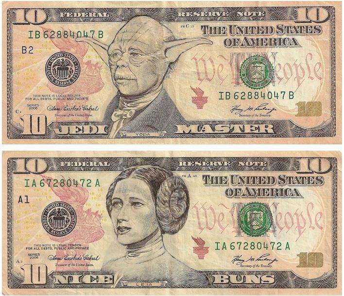 Рисунки на долларах  Джеймса Чарльза (8 Фото)