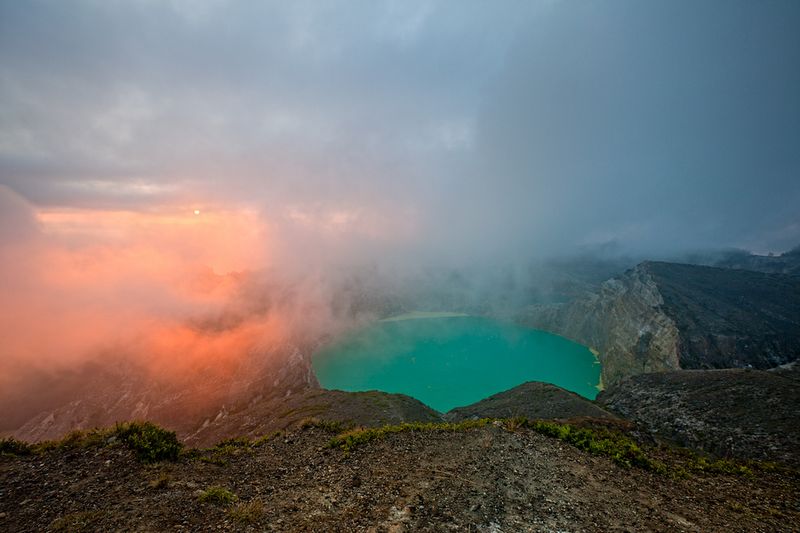 индонезия, кратер, вулкан, озера
