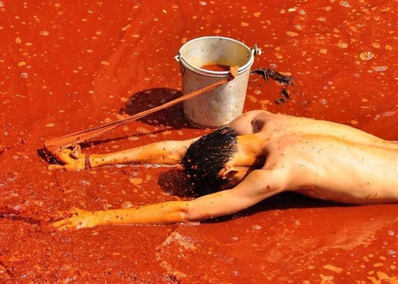 29. Мальчик лежит в индийской краске недалеко от города Матхура, Уттарпрадеш, Индия. (Lonely Planet's 100 Million Competition / Sanjay Patil)