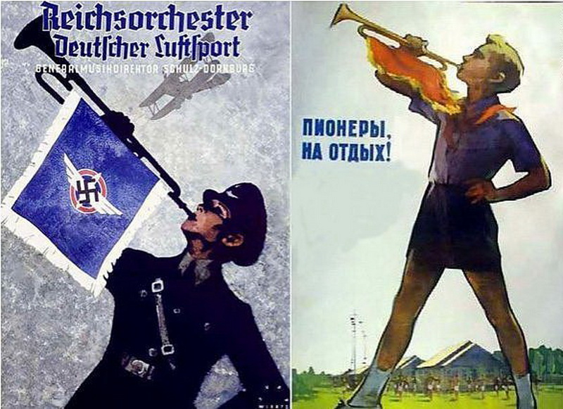 Схожие плакаты СССР и Третьего Рейха (17 фото)