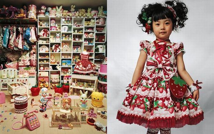 Четырехлетняя Кая живет с родителями в маленькой квартире в Токио, Япония. Ее спальня от пола до потолка уставлена куклами и одеждой. Всю одежду Каи – 30 платье и пальто, 30 пар обуви, многочисленные парики – делает ее мать. Но когда Кая идет в школу – ей приходится носить школьную форму. Любимые продукты девочки – мясо, картофель, клубника и персики. Когда вырастет, Кая хочет рисовать мультфильмы. 