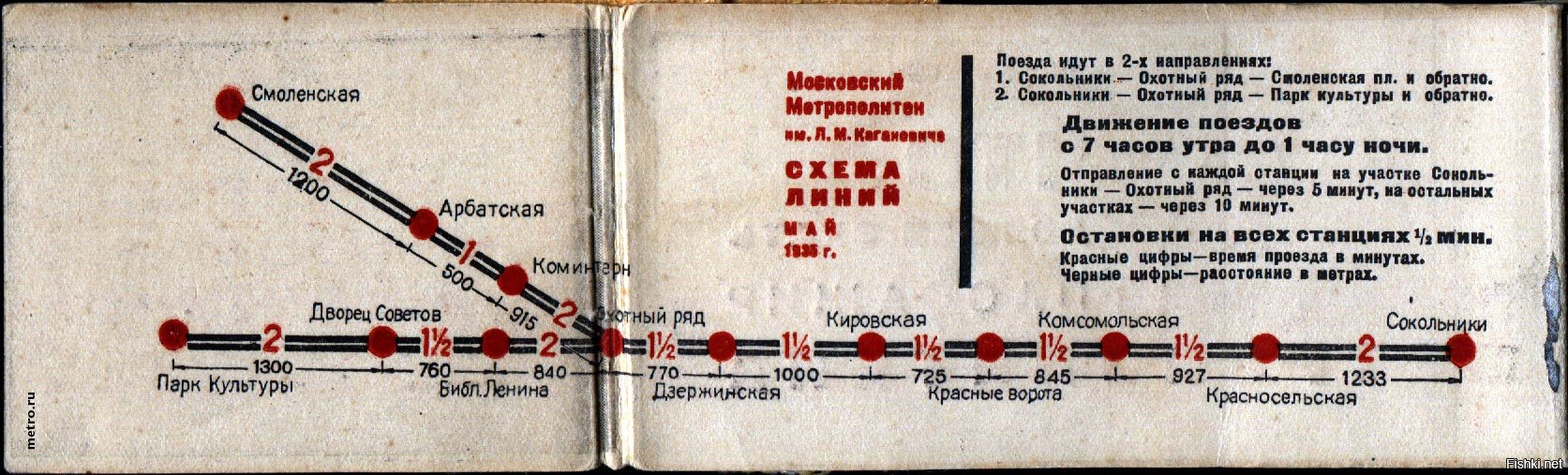 Московский метрополитен схема 1935