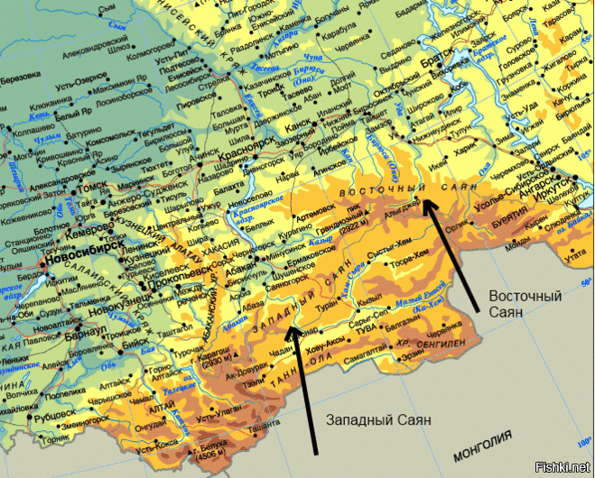 Алтай саяны физическая карта