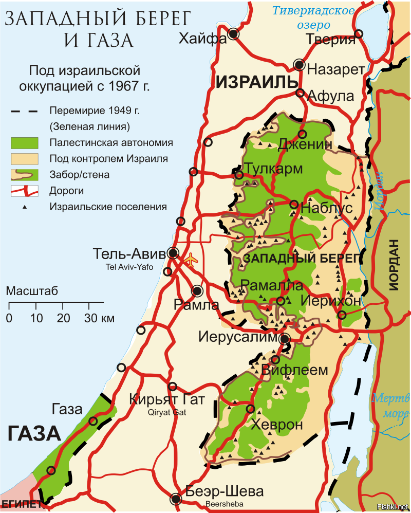 Карта палестины и израиля с границами