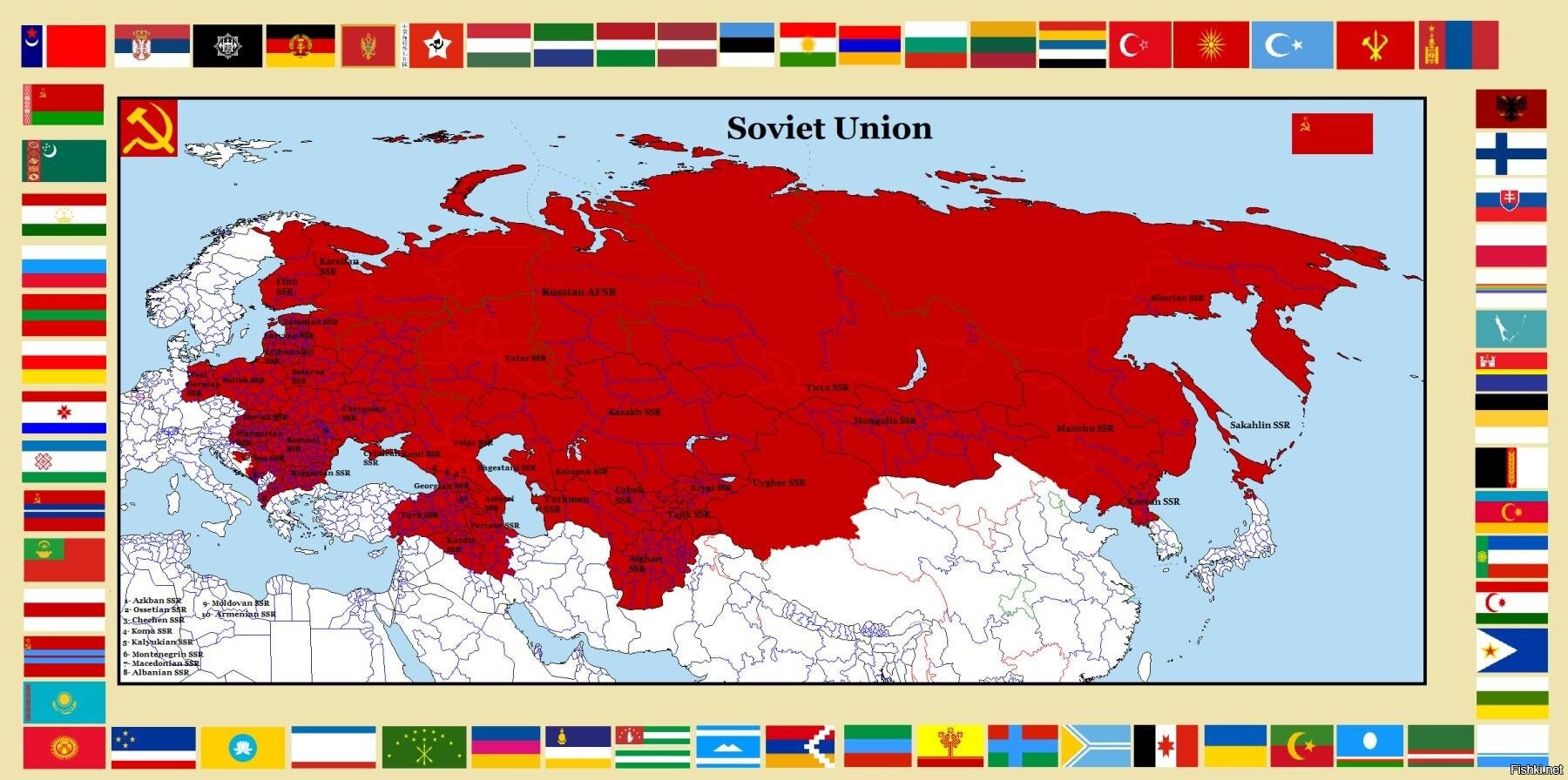 Карта советского союза и россии сравнение